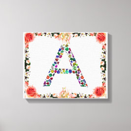 Initiaal Letter A, Monogram Modern Stijlvol Trendy Canvas Afdruk