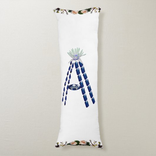 Initiaal Letter A, Monogram Modern Stijlvol Trendy Lichaamskussen (Voorkant Verticaal)