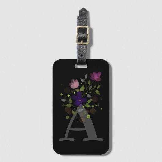 Initiaal Letter A Plus Floral Design Bagagelabel (Voorkant (verticaal))