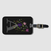 Initiaal Letter A Plus Floral Design Bagagelabel (Voorkant (horizontaal))