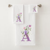 Initiaal Letter A Plus Floral Design Bath Towel Se Bad Handdoek (Insitu)