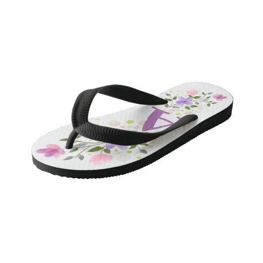 Initiaal Letter A Plus Floral Design Kinder Teenslippers (Schuin)