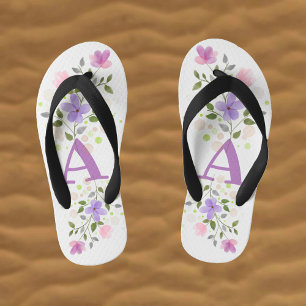 Initiaal Letter A Plus Floral Design Kinder Teenslippers