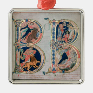 Initiaal letter 'B' Beatus vir - Gezegend is de Metalen Ornament