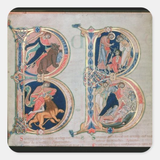 Initiaal letter 'B' Beatus vir - Gezegend is de Vierkante Sticker (Voorkant)