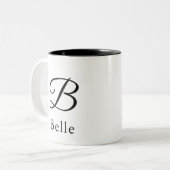 Initiaal letter b eenvoudig monogram moderne stijl tweekleurige koffiemok (Voorkant links)