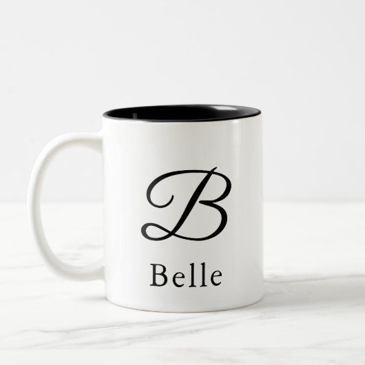 Initiaal letter b eenvoudig monogram moderne stijl tweekleurige koffiemok (Links)