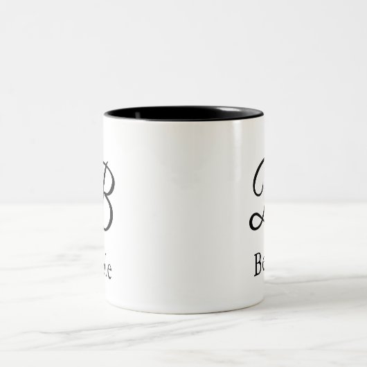 Initiaal letter b eenvoudig monogram moderne stijl tweekleurige koffiemok (Center)