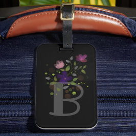 Initiaal Letter B Plus Floral Design Bagagelabel