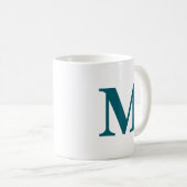 Initiaal Letter Blauwgroen Monogram Modern Koffiemok (Voorkant rechts)