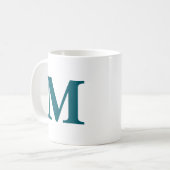 Initiaal Letter Blauwgroen Monogram Modern Koffiemok (Voorkant links)