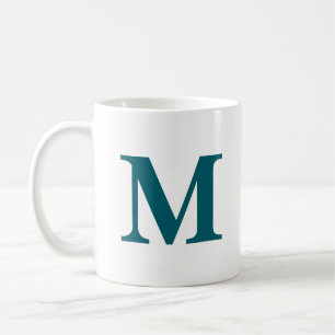 Initiaal Letter Blauwgroen Monogram Modern Koffiemok