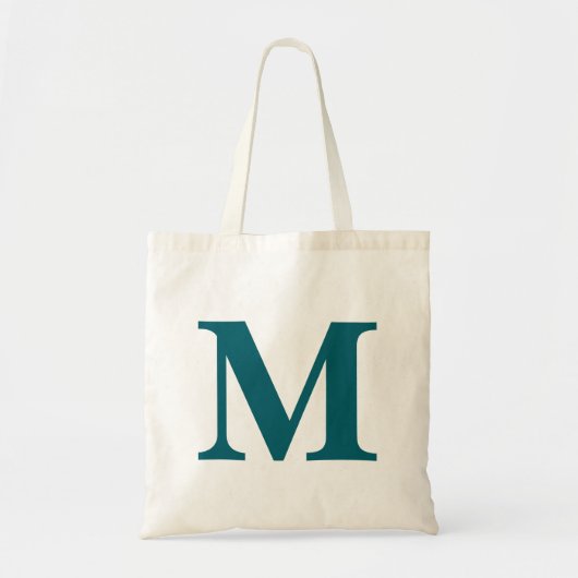 Initiaal Letter Blauwgroen Monogram Modern Tote Bag (Voorkant)