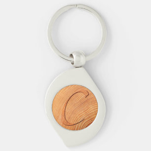 Initiaal Letter C Faux Distress Wood Print Sleutelhanger