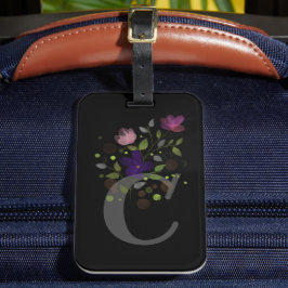 Initiaal Letter C Plus Floral Design Bagagelabel
