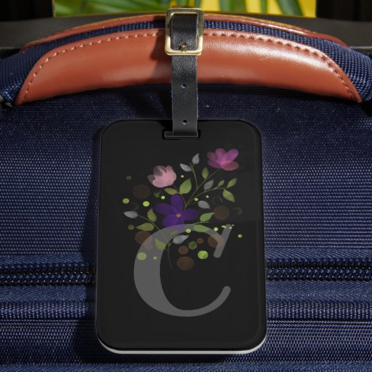 Initiaal Letter C Plus Floral Design Bagagelabel (Voorkant Insitu 2)