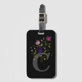 Initiaal Letter C Plus Floral Design Bagagelabel (Voorkant (verticaal))