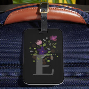 Initiaal Letter E Plus Floral Design Bagagelabel