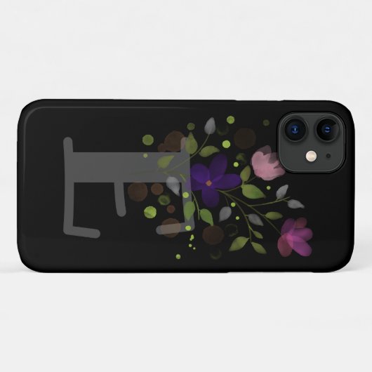 Initiaal Letter E Plus Floral Design Case-Mate iPhone Case (Achterkant (horizontaal))