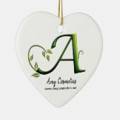 Initiaal Letter Een groen visitekaartje ornament c (Rechts)