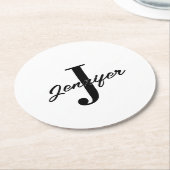Initiaal Letter en Naam Custom Ronde Kartonnen Onderzetter (Gebogen)