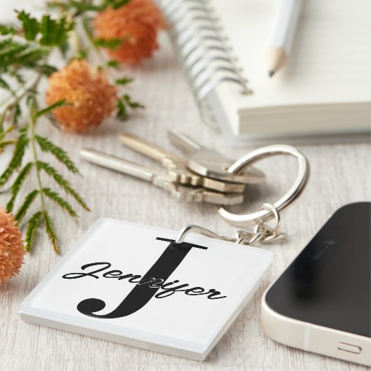 Initiaal Letter en Naam Custom Sleutelhanger (Voorkant Rechts)