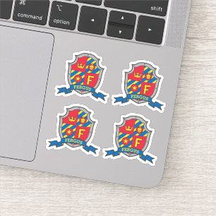 Initiaal letter F aangepaste naam leeuwerschild Sticker