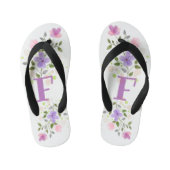 Initiaal Letter F Plus Floral Design Kinder Teenslippers (Voetbed)
