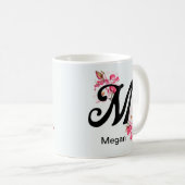 Initiaal Letter Floral M Monogram koffie Mok (Voorkant rechts)