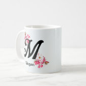 Initiaal Letter Floral M Monogram koffie Mok (Voorkant links)