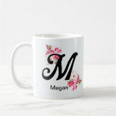 Initiaal Letter Floral M Monogram koffie Mok (Links)