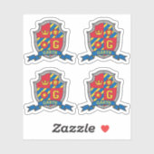 Initiaal letter G douanenaam lion crest shield Sticker (Vel)