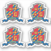 Initiaal letter G douanenaam lion crest shield Sticker (Voorkant)