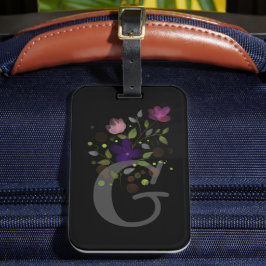 Initiaal Letter G Plus Floral Design Bagagelabel