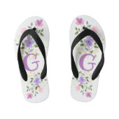 Initiaal Letter G Plus Floral Design Kinder Teenslippers (Voetbed)