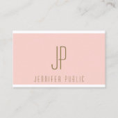 Initiaal Letter Gold Blush Pink Modern Monogram Visitekaartje (Voorkant)