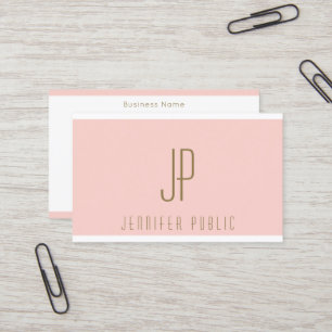 Initiaal Letter Gold Blush Pink Modern Monogram Visitekaartje