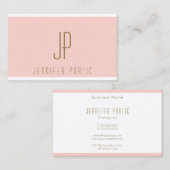 Initiaal Letter Gold Blush Pink Modern Monogram Visitekaartje (Voorkant / Achterkant)