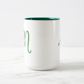 Initiaal letter groen monogram, Oranje bloem Tweekleurige Koffiemok (Center)
