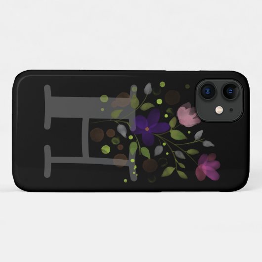 Initiaal Letter H Plus Floral Design Case-Mate iPhone Case (Achterkant (horizontaal))