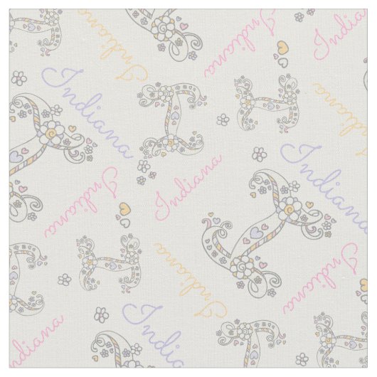 Initiaal letter I aangepaste Indiana naam stof (Close Up)