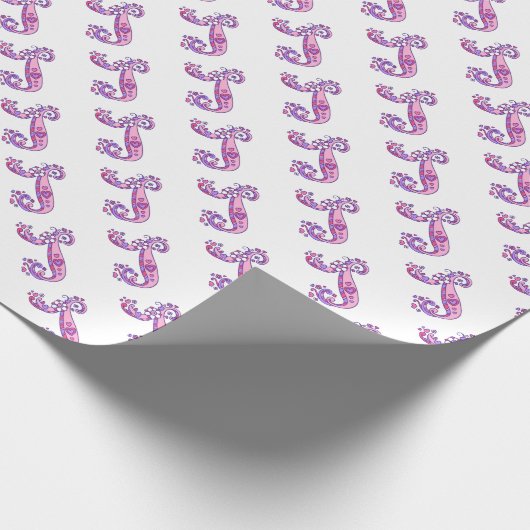 Initiaal letter J monogram gepersonaliseerde omloo Cadeaupapier (Hoek)