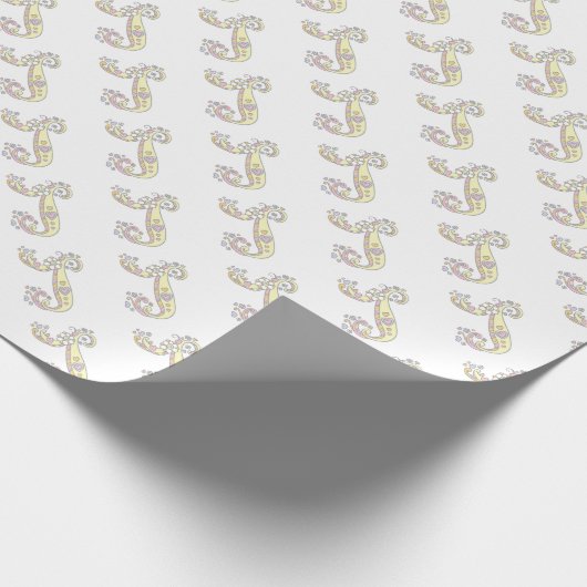 Initiaal letter J monogram gepersonaliseerde omloo Cadeaupapier (Hoek)