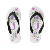 Initiaal Letter J Plus Floral Design Kinder Teenslippers (Voetbed)