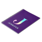 Initiaal Letter J Rainbow Gepersonaliseerd Paars Notitieboek (Linkerzijde)
