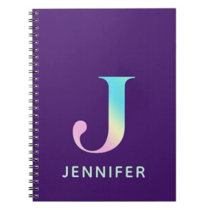 Initiaal Letter J Rainbow Gepersonaliseerd Paars Notitieboek
