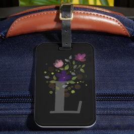 Initiaal Letter L Plus Floral Design Bagagelabel