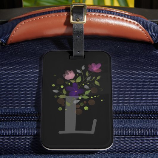 Initiaal Letter L Plus Floral Design Bagagelabel (Voorkant Insitu 2)