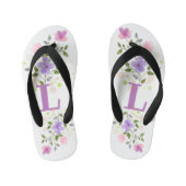 Initiaal Letter L Plus Floral Design Kinder Teenslippers (Voetbed)