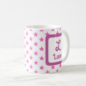 Initiaal letter L sterren roze bloem monogram Koffiemok (Voorkant rechts)